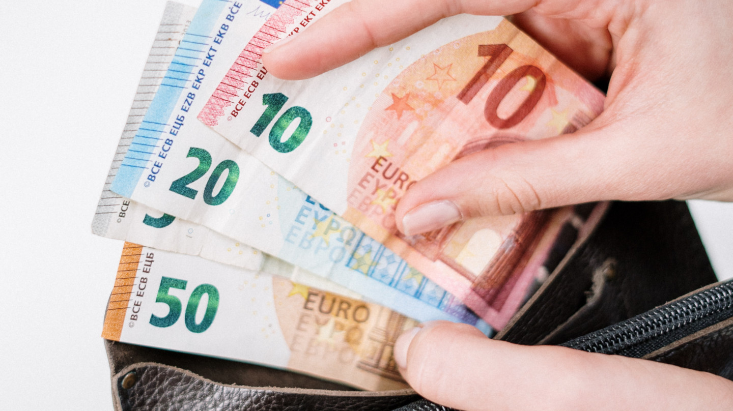 Des billets de 50, 20 et 10 euros et d'un porte-monnaie