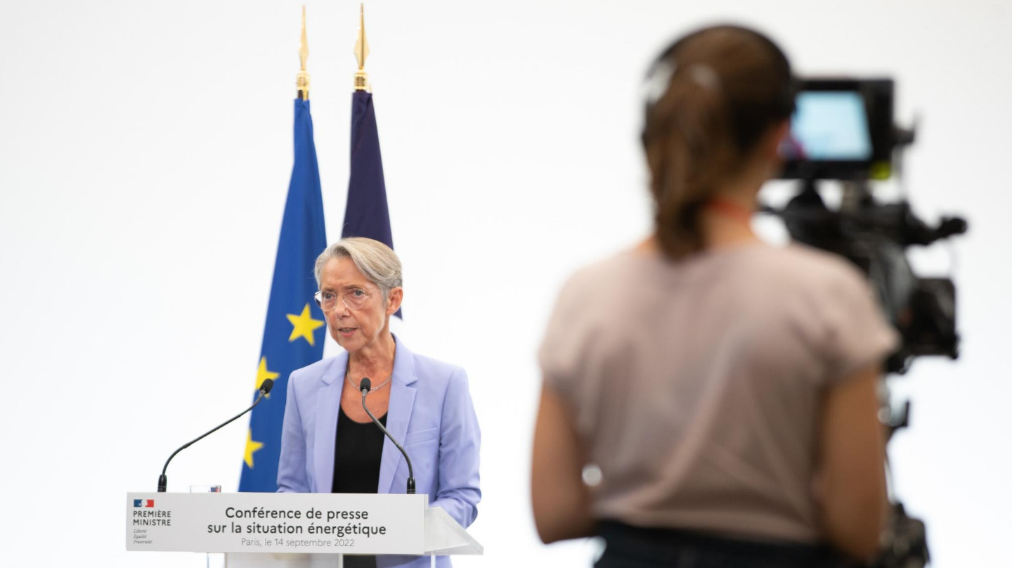 Élisabeth Borne lors de la conférence de presse sur la situation énergétique le 14 septembre 2022.