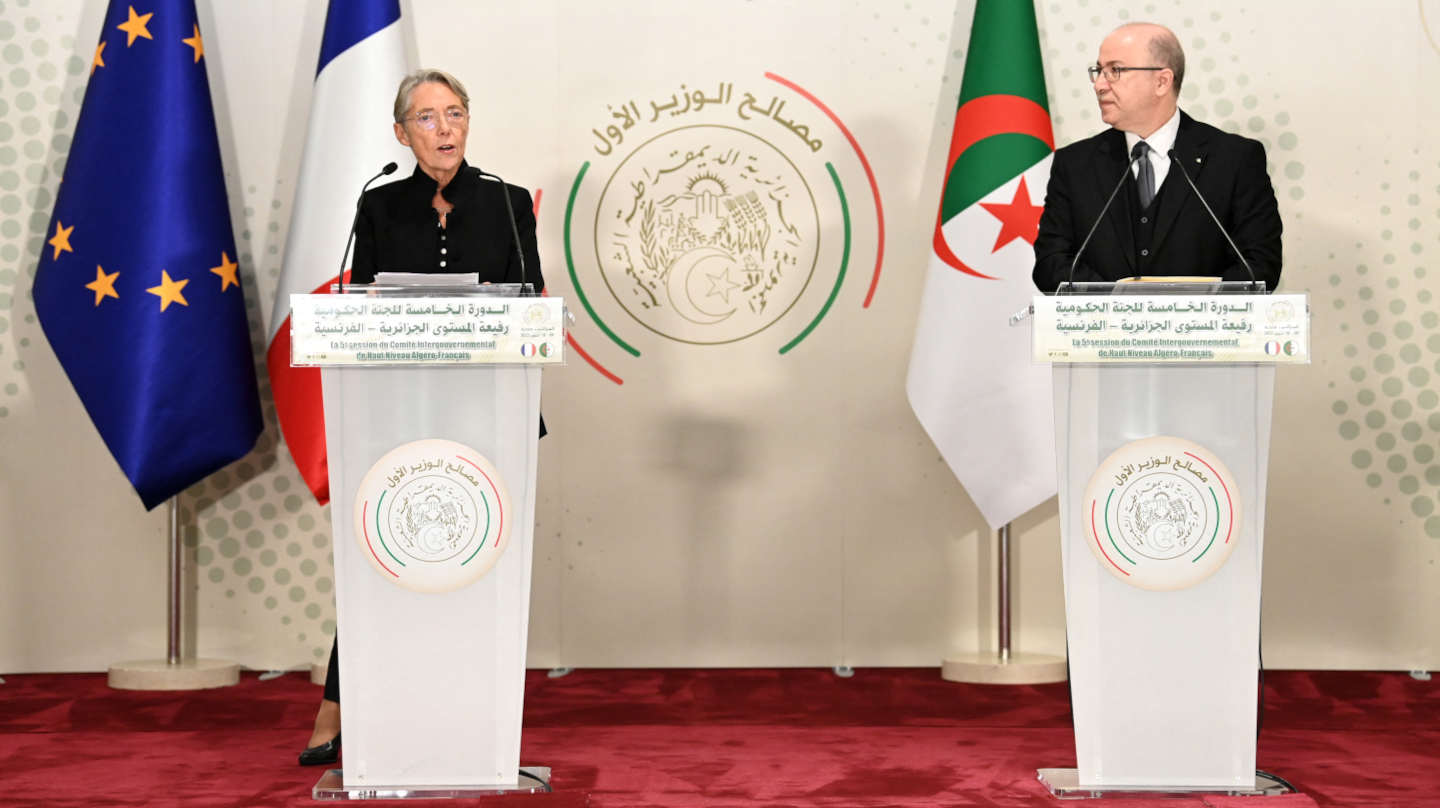 La première ministre, Elisabeth Borne et son homologue algérien, Aïmene Benabderrahmane,