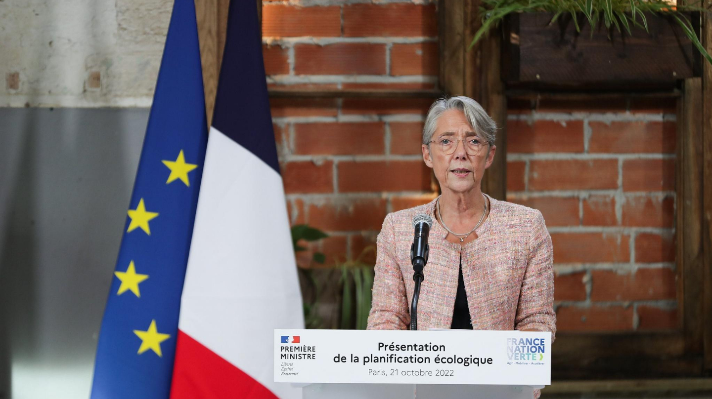 La Première ministre présente la planification écologique, le 21 octobre 2022 à Paris.