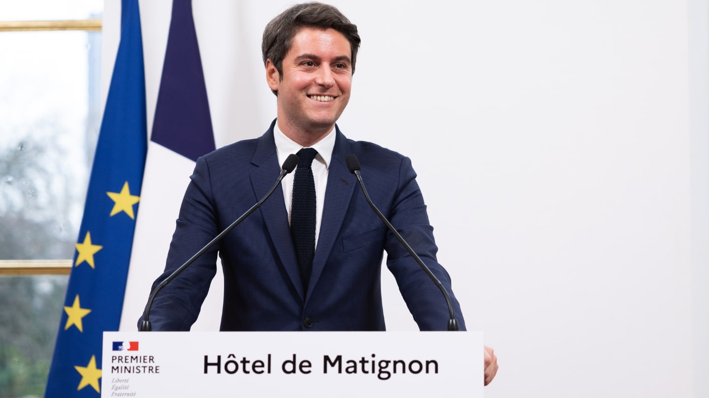 Le Premier ministre Gabriel Attal au cour de la conférence de presse à l'Hôtel de Matignon, le 21 février 2024.
