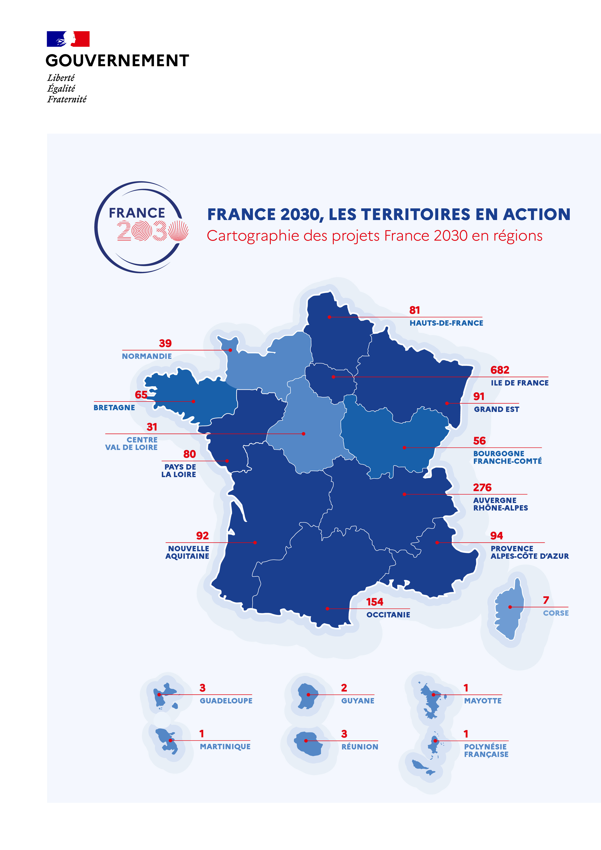 Cartographie des projets France 2030 en régions <br>