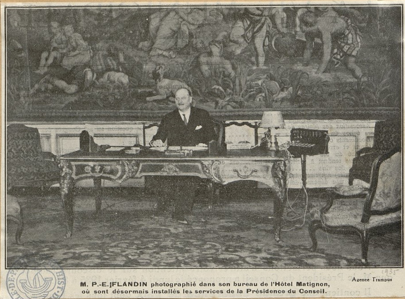 Pierre-Etienne Flandin, premier Président du
Conseil à s’installer à l’hôtel de Matignon.